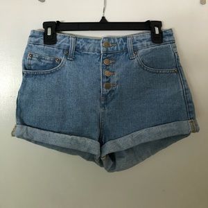 High waisted vintage style denim shorts